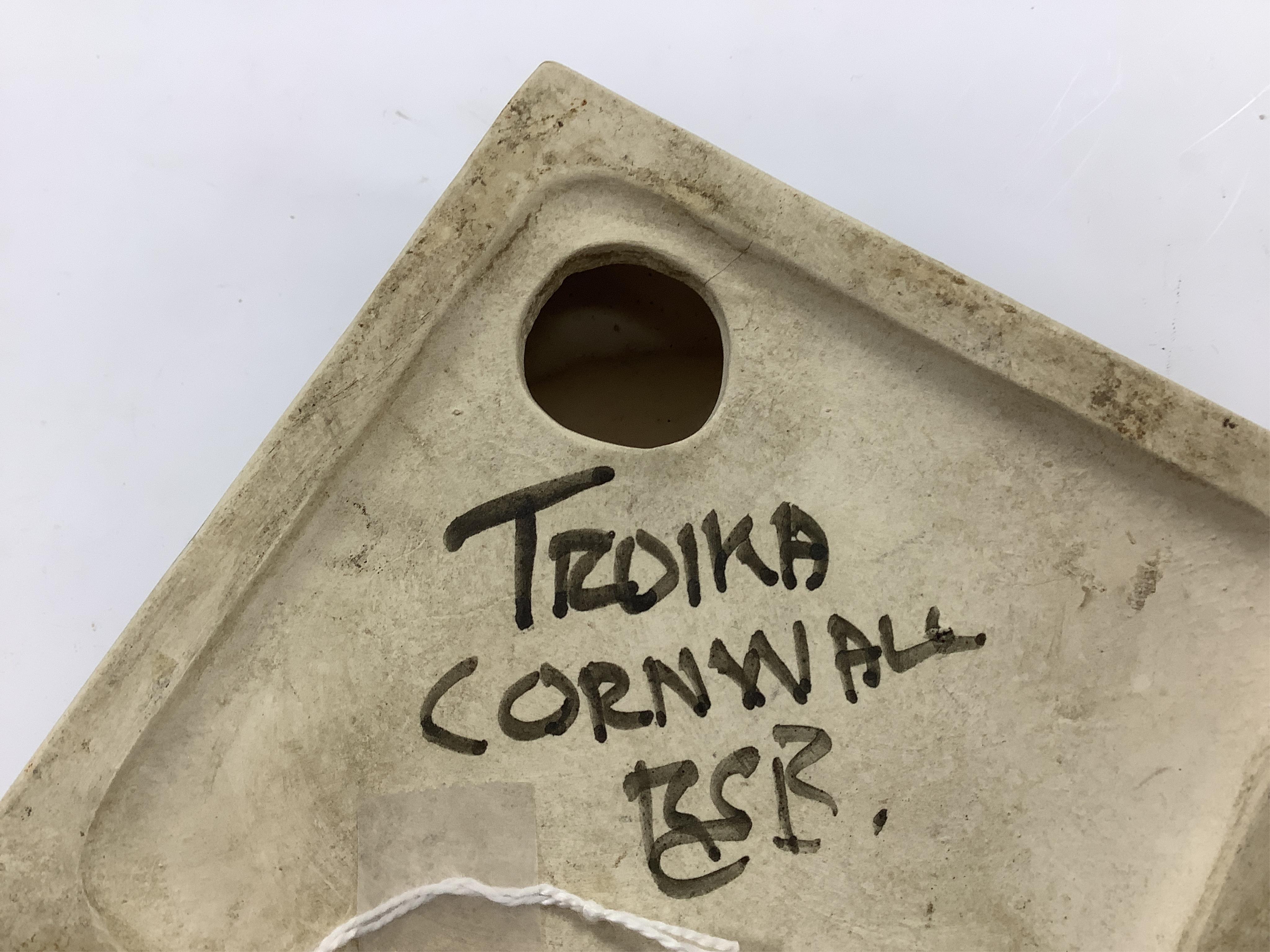 A Troika square dish, initialled RSB?, 12.5cm sq. (a.f.)